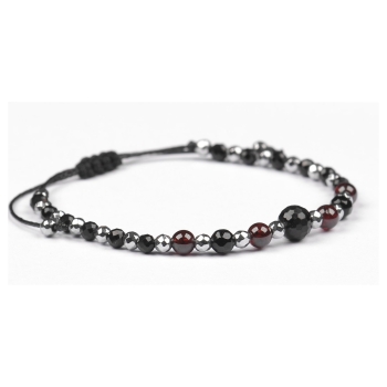 Bransoletka celebrytka czarny TURMALIN GRANAT HEMATYT ochrona i siła